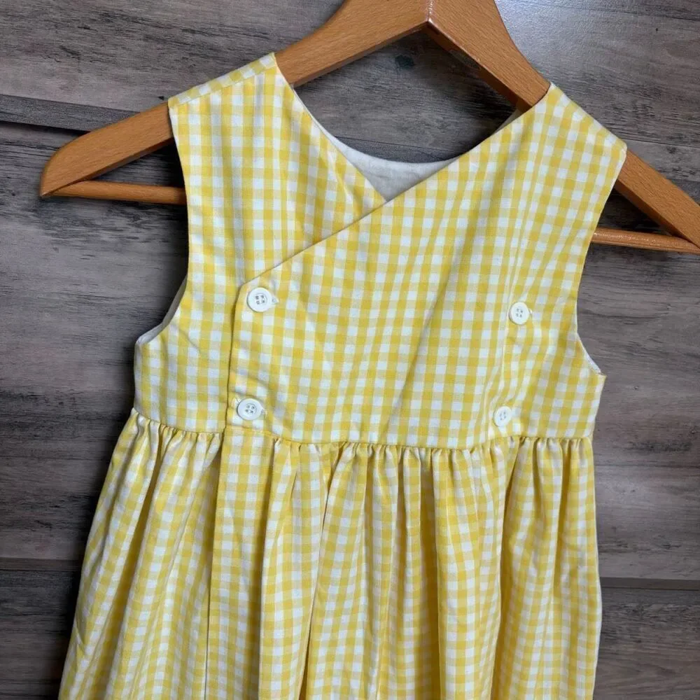 Smocked Frocks Girls 7 Yellow Gingham Ducks Dress Artsy Preppy Old Money Classy